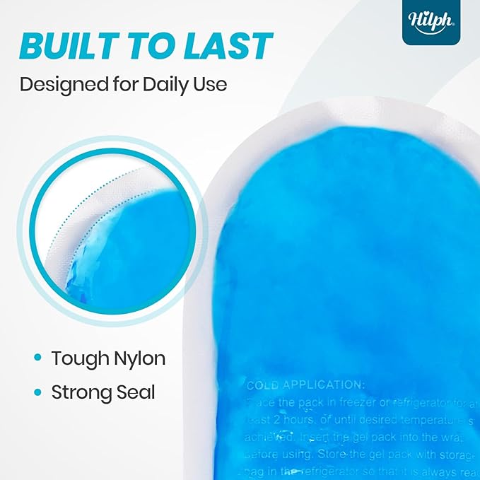 Hilph Soft Flexible Gel Ice Pack Sleeve with Strap Velcro for Injuries, Wrap Around Ice Pack with 2 Hot Cold Pack for Wrist, Head, Neck, Face, Jaw, Ankle Swelling and Sprains, Sport Injury