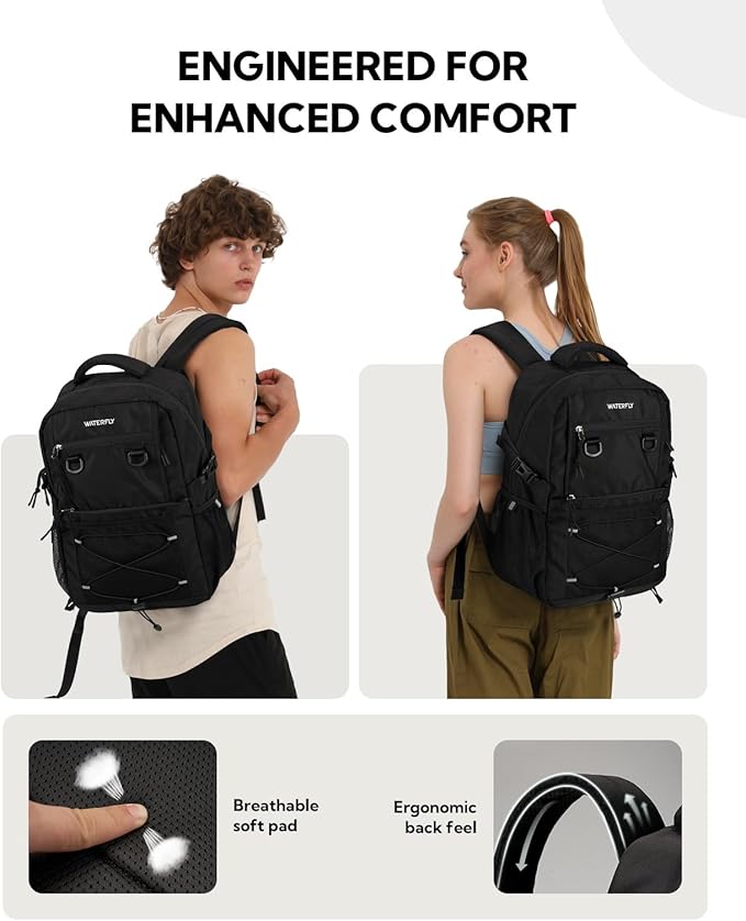 WATERFLY Travel Hiking Casual Backpack: 22L Lightweight Everyday Outdoor City Daypack College Bookbag for Woman Man
