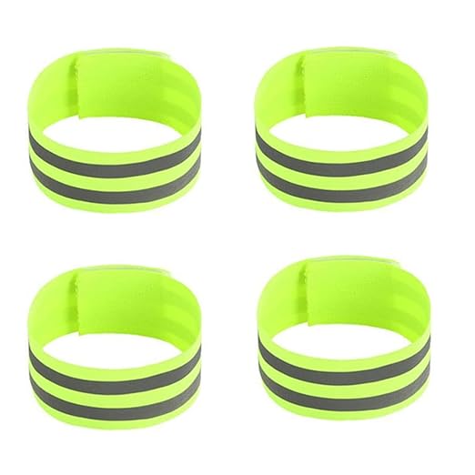 4 PCS Reflective Wrist Strap 5x1x1cm Safety Gear Reflective Wristbands High Visibility Ankle Bands Reflector Armband Self-Adhesive Reflective Bands for Walking,Night Sports Fluorescent Green