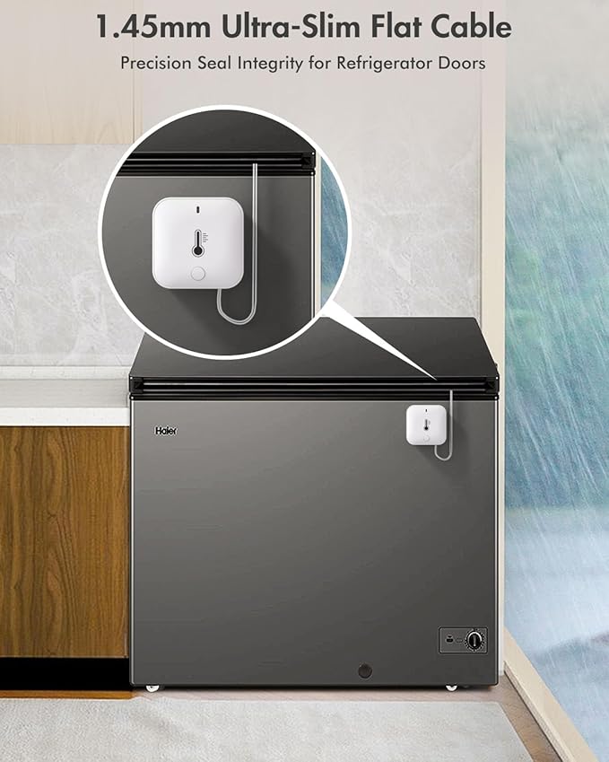 WiFi Refrigerator Thermometer with Alarm, Freezer Alarm with App Notifications, Digital Fridge Thermometer with Loud 90dB, 2 Remote Wireless Temperature Sensors for Home Kitchen Fridge Fish Tank