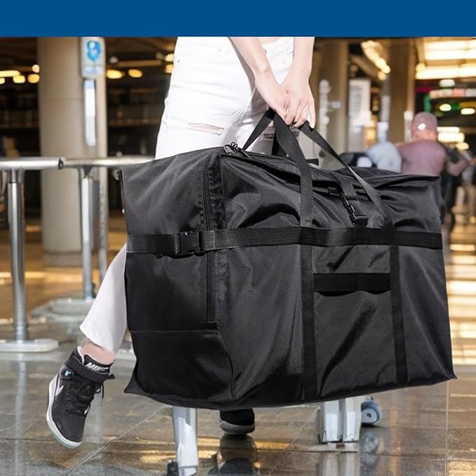 Large Duffel Bag, Waterproof Carry on Weekend Overnight Storage Bag over Luggage for Airline, Travel, Camping, Moving