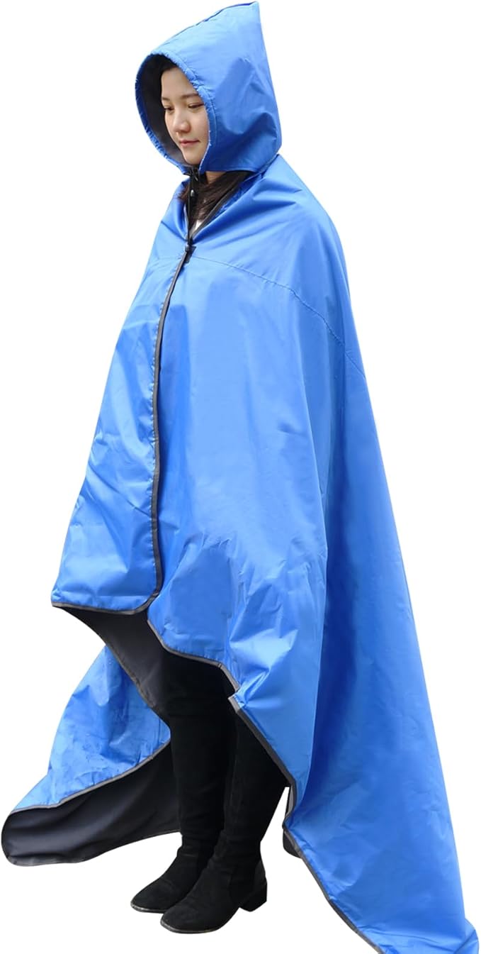 DUKUSEEK Outdoor Waterproof Stadium Blanket, XL Large (79x56) Hooded Stadium Blankets with Fleece,Portable,Warm Outside Blankets for Cold Weather, Camping, Sports, Beach, Football, Festivals…