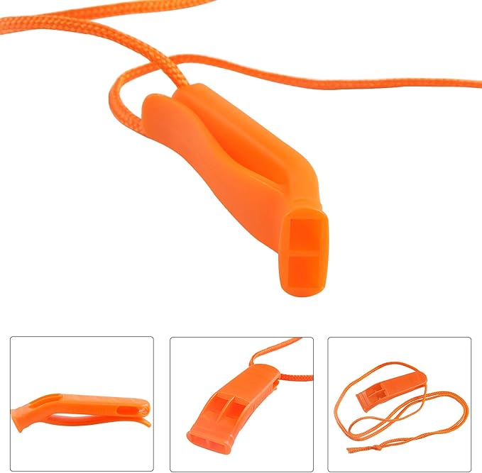 AUGSUN 10 Pcs Safety Whistle Marine Whistle Plastic Whistles with Lanyard for Emergency