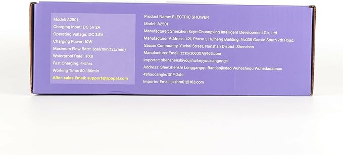 Portable Shower for Camping, [Upgraded] Spopal 8000mAh Rechargeable Camping Shower with 5 Adjustable Speeds, 4 Spray Modes, LED Display, IPX8 Waterproof Outdoor Shower Kit for Hiking, Travel, Car, Pet