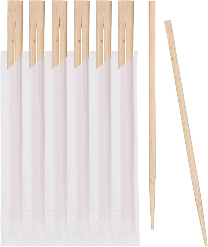 Prestee 50 Pairs Disposable Wooden Chopsticks - Individually Wrapped for Hygiene - 8-Inch Wood Chopstick - Utensils for Sushi, Noodles, and Takeout - Smooth, Splinter-Proof Design