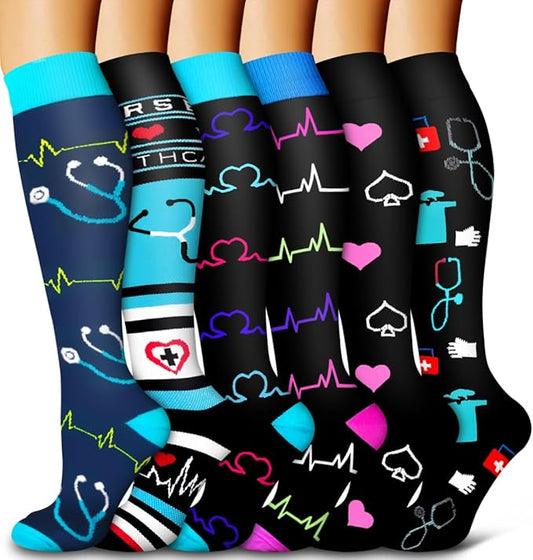 6 Pack Copper Compression Socks for Women and Men Circulation-Best Support for Medical, Running,Nursing,Athletic