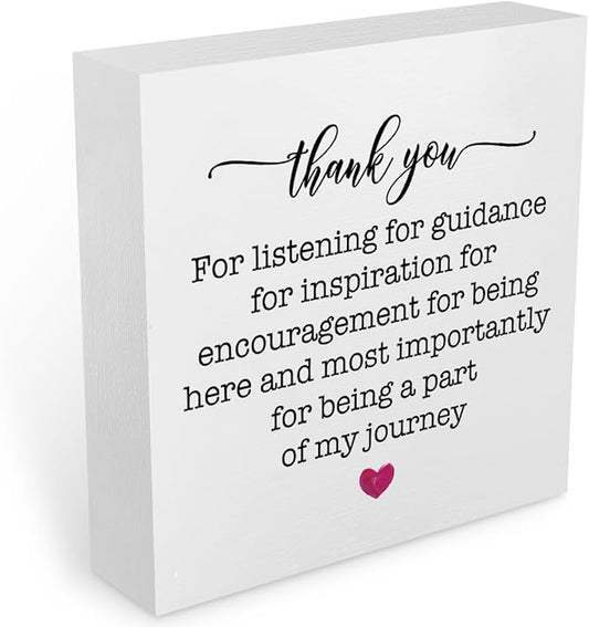 Inspirational Thank You Gifts Office Supplies Rustic Desk Decor for Teacher Boss White Wooden Box Sign Positive Retirement Gifts Farmhouse Wood Plaque Coworker Leaving Gifts Home Shelf Decorations