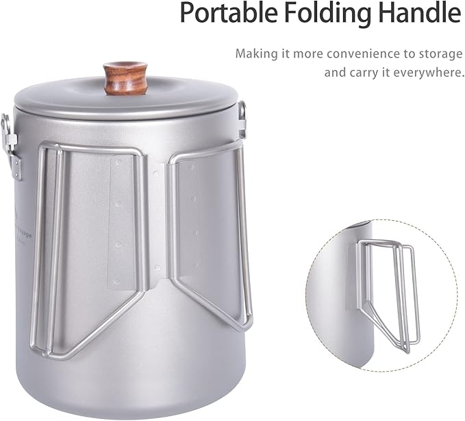 Boundless Voyage Titanium Camping Coffee Pot 1.5L Barista Kettle for Making Coffee Boiling Water Outdoor Traveling Campfire Stovetop Fast Brew