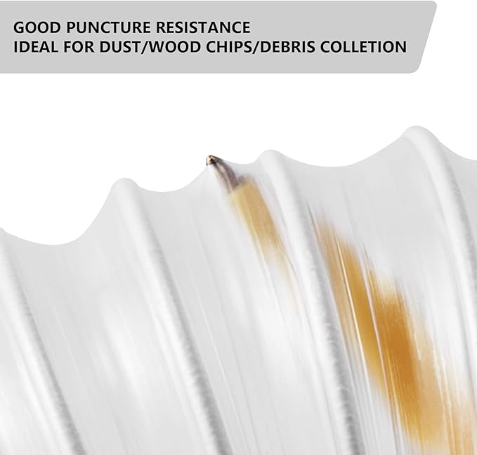 2 1/2" x 30' PVC Dust Collection Hose, Puncture Resistant Fume Collection Hose with 8 Pieces Stainless Steel Clamps, Clear Dust Collector for Woods Debris