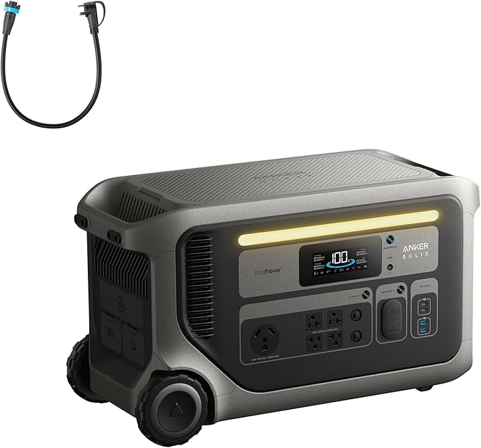 Anker SOLIX F3000 Portable Power Station with TT-30 Charging Cable, 3,072Wh, 6,000W Recharging, Generators for Home Use, Expandable to 24kWh, Works with Generator, for Power Outages, RVs, Emergencies