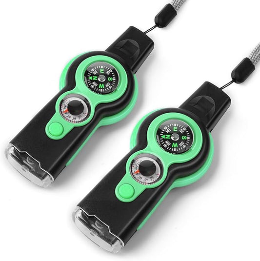 Emergency Survival Function Whistle, Outdoor Multifunctional Tool Safety Whistle with Lanyard, Ideal for Kayaking, Boating, Hiking, Camping, Climbing, Hunting, Fishing, Rescue Signaling