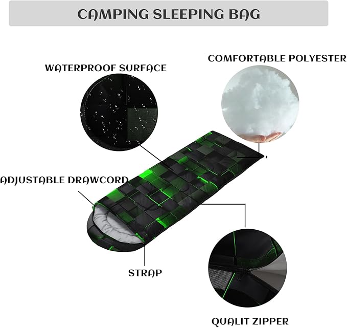 Sleeping Bags for Adults and Kids Backpacking Camping Sleeping Bags for Girls and Boys Lightweight Waterproof Cold/Warm Sleeping Bag for All Season