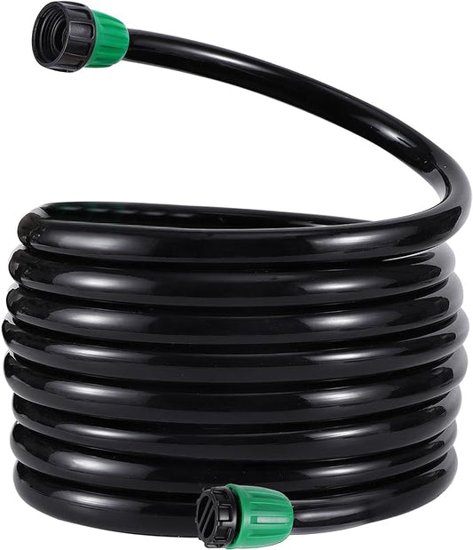 33 FT 1/2 Inch Drip Irrigation Tubing Main Line Hose Tube 1/2''PVC Garden Irrigation Tubing (OD:16mm,ID:12mm) with Drip Connector (Ends Plug,Hose Adapter) for Garden Drip Irrigation System