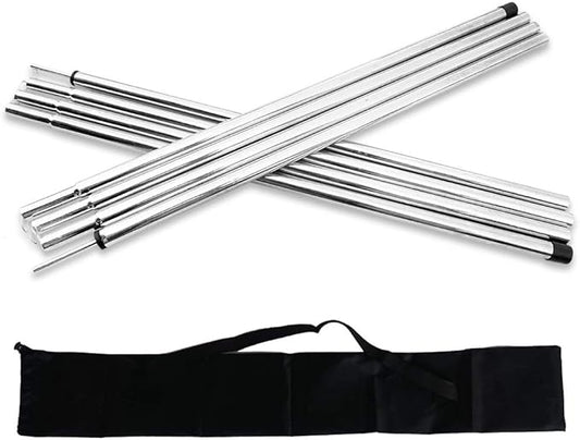 Replacement Tent Poles - Set of 2, Adjustable Rods for Camping Tarps, Shelters, Hiking, Backpacking, Portable Tent Poles Rods -Silver