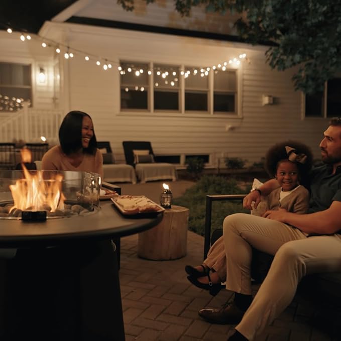 TIKI 28.5-Inch Customizable Propane Fire Pit, 40,000 BTU Outdoor Gas Fire Pit with Lava Rocks & Burner Cover – Modern Black Design for Patio, Backyard, and Outdoor Spaces