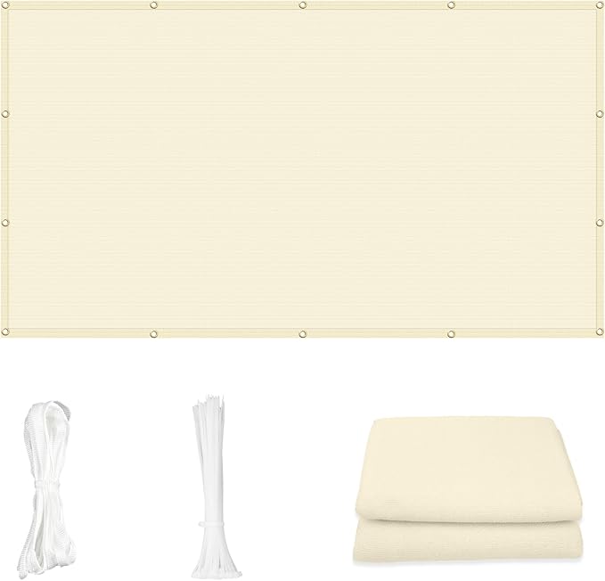 Cool Area Sun Shade Cloth with Grommets 10×17 FT Shade Panel Shade Tarp Screen Fabic for Outdoor Patio Pergola Cover Deck Garden, Butter Cream (Customized)