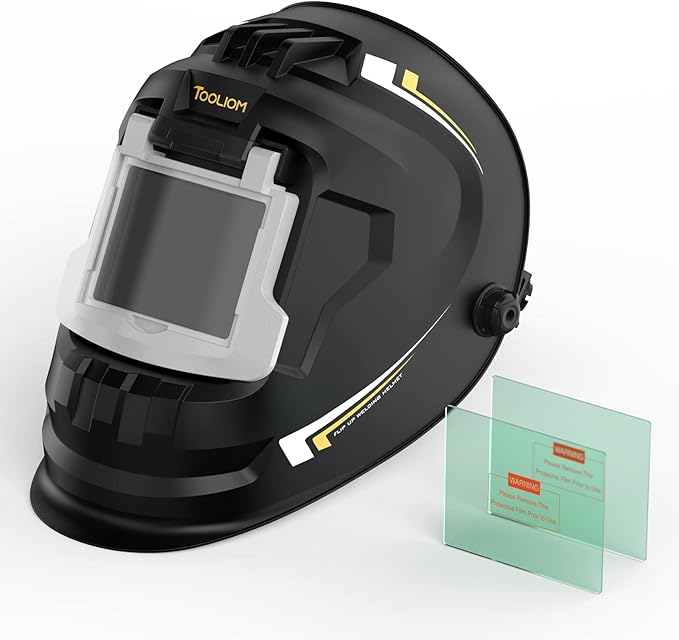 TOOLIOM Flip Front Welding Helmet Welding Mask with Flip Up Lens Welding Hood Shade-10 Black Welder Helmet for Stick MIG TIG