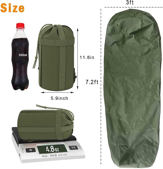 MT Army Military Modular Sleeping Bags System, Multi Layered with Bivy Cover for All Season, Woodland/Multicam