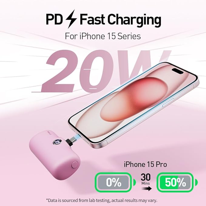 iWALK USB-C Portable Charger for iPhone 15/16, Mini 20W 4,800mAh Wireless Power Bank Fast Charging Travel Battery Pack Compatible with iPhone 16/15/15 Plus/15 Pro/15 Pro Max, Andriod Phone Samsung