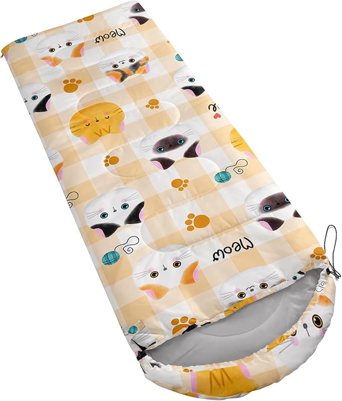 AILONEN Pink Lovely Rabbit Sleeping Bag for Girls Kids Adults,Warm and Cool Weather,Lightweight,Waterproof Backpacking,Cartoon Flowers Printed Bunny Sleeping Bag for Camping