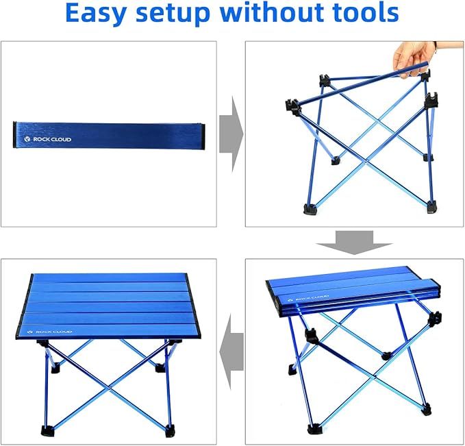 ROCK CLOUD Portable Camping Table Ultralight Aluminum Folding Beach Table Camp for Camping Hiking Backpacking Outdoor Picnic, Blue