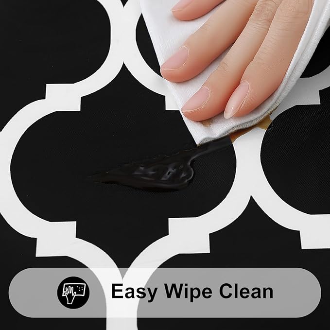 Smiry Rectangle Picnic Table Cover, Waterproof Elastic Fitted Camping Tablecloths for 4 Foot Tables, Wipeable Flannel Backed Vinyl Tablecloth Protector for Indoor, Outdoor (Black, 30x48 Inches)