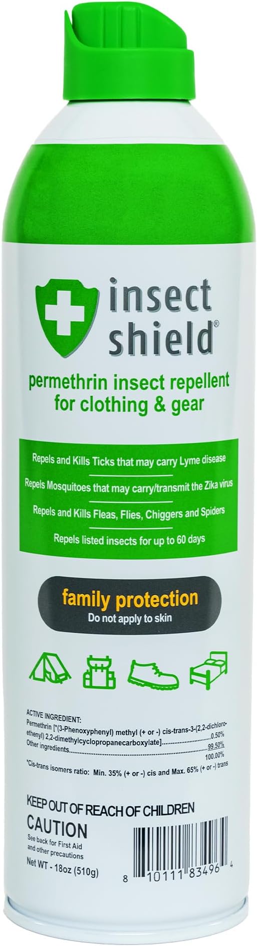 Premium Permethrin Spray - Tick, Flea, Fly, Mosquito, Chigger, Spider & Bed Bug Repellent for Clothing, Gear, Furniture, & Tents, Lasts up to 60 Days, Clear, 18 Oz Aerosol