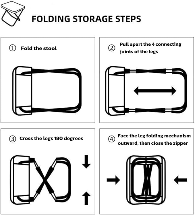 Collapsible Folding Stool – Lightweight Portable Chair for Adults, Compact Travel Seat, Holds 330LBS, Ideal for Camping, Hiking, Fishing, Outdoor Events & Festivals