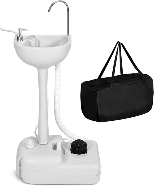 YITAMOTOR Portable Sink 17L Camping Hand Washing Station with Wash Basin Stand and Carry Bag, Wheels, Towel Holder, Soap Dispenser, for Outdoor, Travel, Boat, Gather, Worksite, Garden