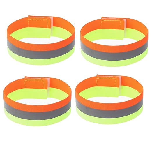 4PCS Reflective Wrist Strap 4x1.5cm Safety Gear Reflective Wristbands High Visibility Bike Ankle Bands Reflector Armband Self-Adhesive Reflective Bands for Walking,Night Sports Two Tone