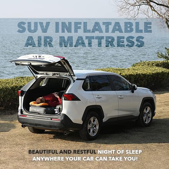 D-Hive Unbeatable Durability SUV Air Mattress for Car Camping, Durable Extra Thick 300D Oxford Fabric, Quick Easy Set-Up w/Electric Pump, Car Bed Mattress, Mattress for SUV, Air Mattress
