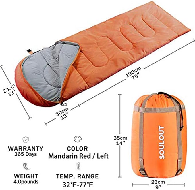 Sleeping Bag,3-4 Seasons Warm Cold Weather Lightweight, Portable, Waterproof Compression Sack Adults & Kids - Indoor & Outdoor Activities: Traveling, Camping, Backpacking, Hiking