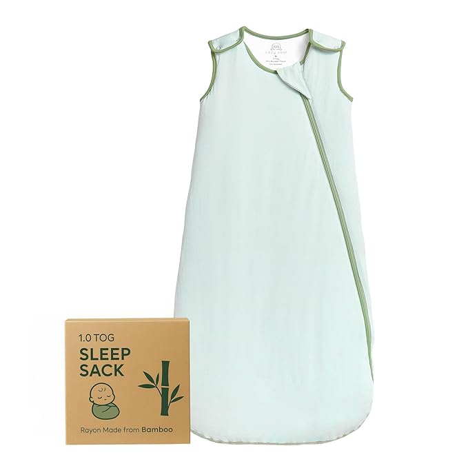 Rayon Made from Bamboo Sleep Sack 1.0 TOG 0-6 Months Unisex Baby Sleeping Bag with 2-Way Zipper Breathable Wearable Blanket Baby
