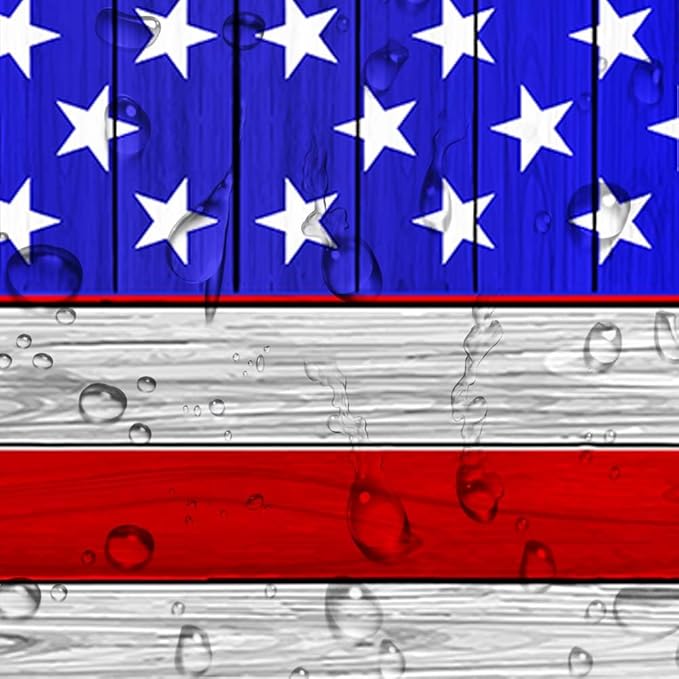 JAWO American Flag Picnic Table Cover with Bench Covers Vintage Camping RV Essentials Waterproof Windproof Fitted Outdoor Tablecloth with Elastic Rectangle Table Cloth Camping Accessories, 30x72in