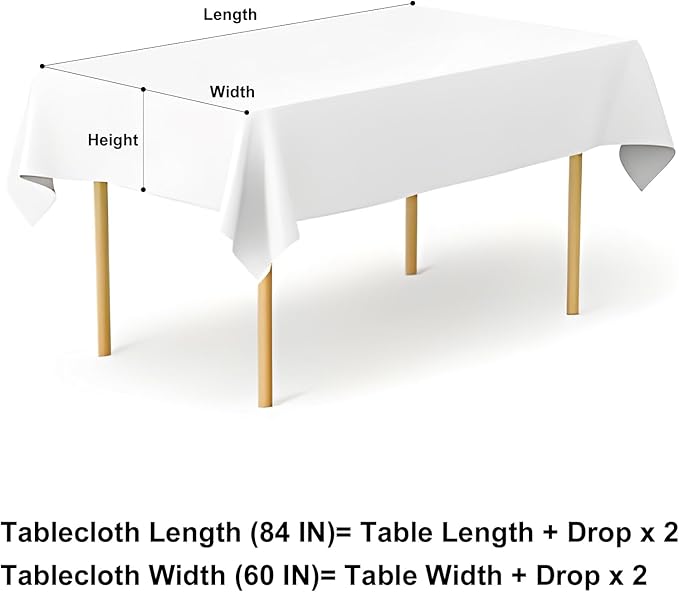 misaya Rectangle Waterproof Vinyl Table Cloth, Buffalo Flannel Backed Tablecloth, Wipeable Plastic Table Cover for Dinner, Kitchen, Outdoor (60" x 84", Teal and White)