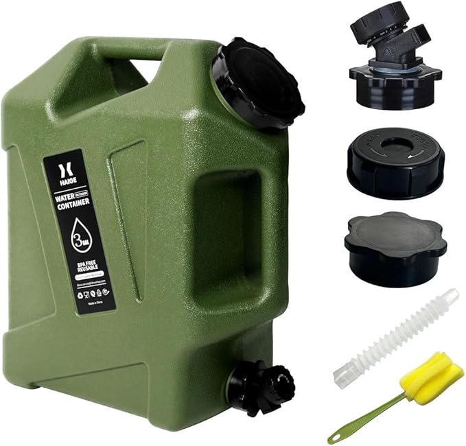 HAIGE Gallon Water Container with Spigot (3.2 Gallon Water Jug Green)