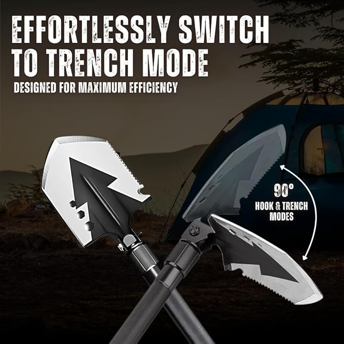 Folding Camping Shovel - Portable Survival Military Tool with Multi-Function Gear for Emergency & Adventure - Collapsible Shovel for Outdoor Camping & Hiking
