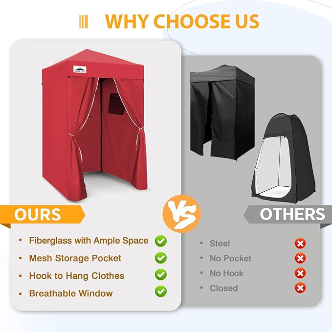 EAGLE PEAK EAGLE PEAK Flex Ultra Compact Pop-up Canopy, Sun Shelter, Changing Room, Portable Privacy Canopy Cabana, 4x4ft Canopy Tent, for Pool, Fashion Photoshoots, or Camping, Red