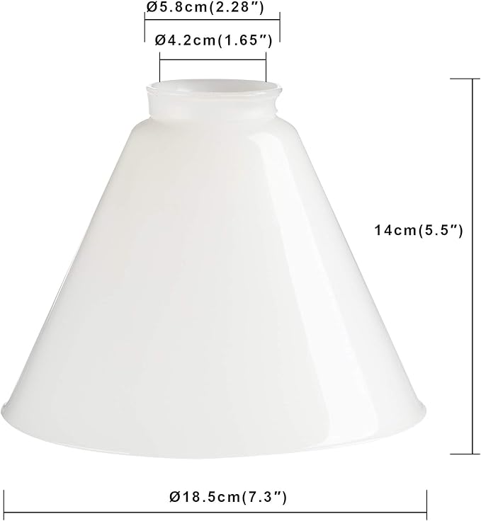 Permo Lighting Fixture Replacement Funnel Flared White Glass Shade