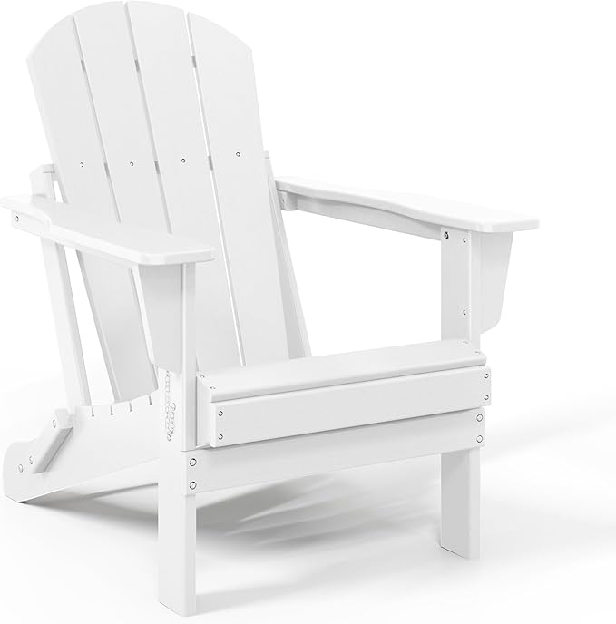 WestinTrends Malibu 2 Piece Set Outdoor Folding Poly Adirondack Chair, White