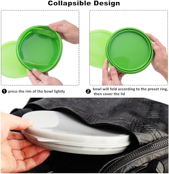 IYYI ME.FAM Silicone Collapsible Bowl with Lid - 800ML Folding Travel Bowl for Camping, Hiking - Heat Resistant