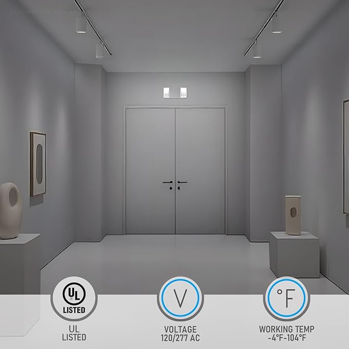 TORCHSTAR LED Emergency Lighting, Commercial Emergency Lights with Battery Backup, UL Listed, Two Square Heads, AC 120/277V, Hardwired Emergency Exit Light Fixtures for Business, Pack of 4