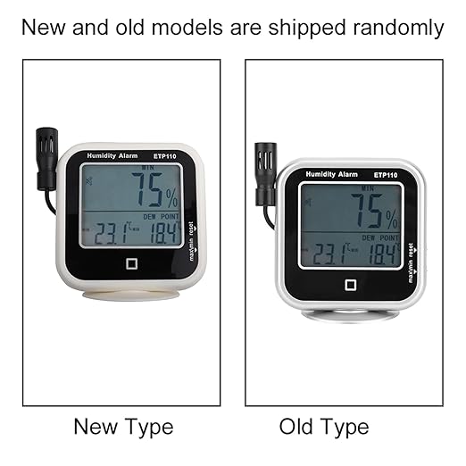 Walfront ETP110 Pro Digital Hygrometer Thermometer Lab Grade Humidity Temperature Dew Point Monitor with Data Storage Alarm for Home Laboratory Greenhouse