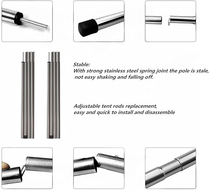 Adjustable Tarp Pole Canopy Pole Set of 2, Portable Tent Poles Rodsfor Camping Tarps,Tent,Awnings, Shelters, Hiking