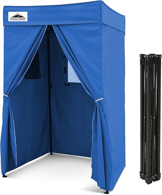 EAGLE PEAK Flex Compact 4x4 Pop-up Canopy Changing Room, Portable Privacy Dressing Room for Indoor Fashion Photoshoots, Camping, or Pool, Blue