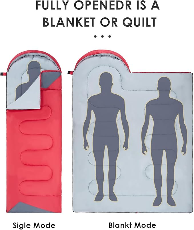 Sleeping Bags for Adults Backpacking Lightweight Waterproof- Cold Weather Sleeping Bag for Girls Boys Mens for Warm Camping Hiking Outdoor Travel Hunting with Compression Bags