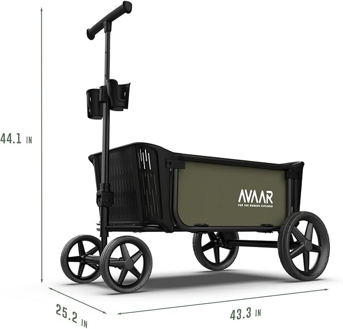 400lbs Large Capacity Collapsible Wagon Cart,Folding Utility Heavy Duty,All Terrain Big Wheels for Garden Camping Sports Outdoor Shopping, Green