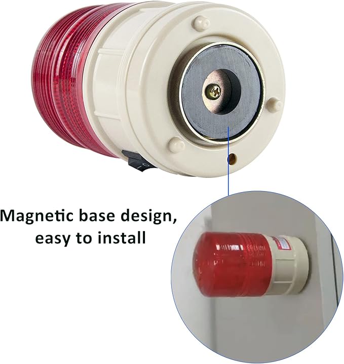 Strobe Beacon Warning Light Battery Flashing Lights with 89dB Alarm Sound LED Red Magnetic Strobe Light for Site, Road Construction Safety Warning