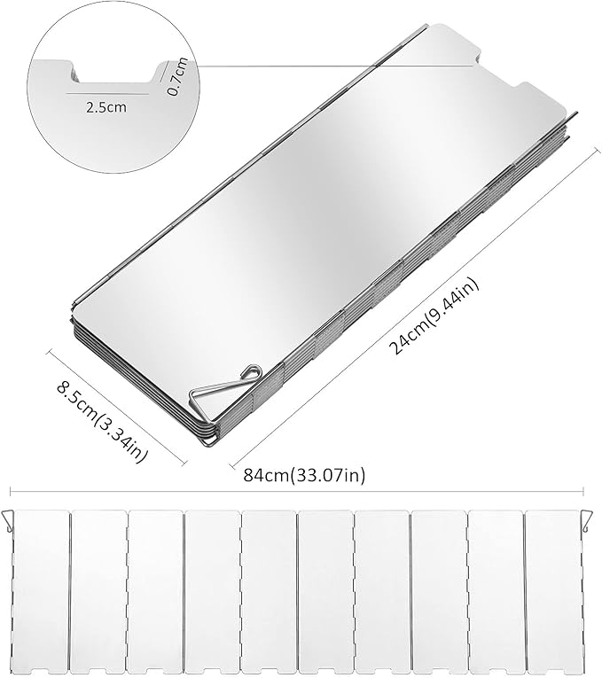 Uning Camp Stove Windscreen, 10 Plates Lightweight Folding Outdoor Picnic Cooker Wind Screen Windshield for Camping, Backpacking, Butane, Alcohol Stoves