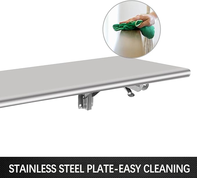 70'' L x 12''W Folding Concession Shelf- Stainless Steel Food Shelf Stand Serving for Concession Serving Window